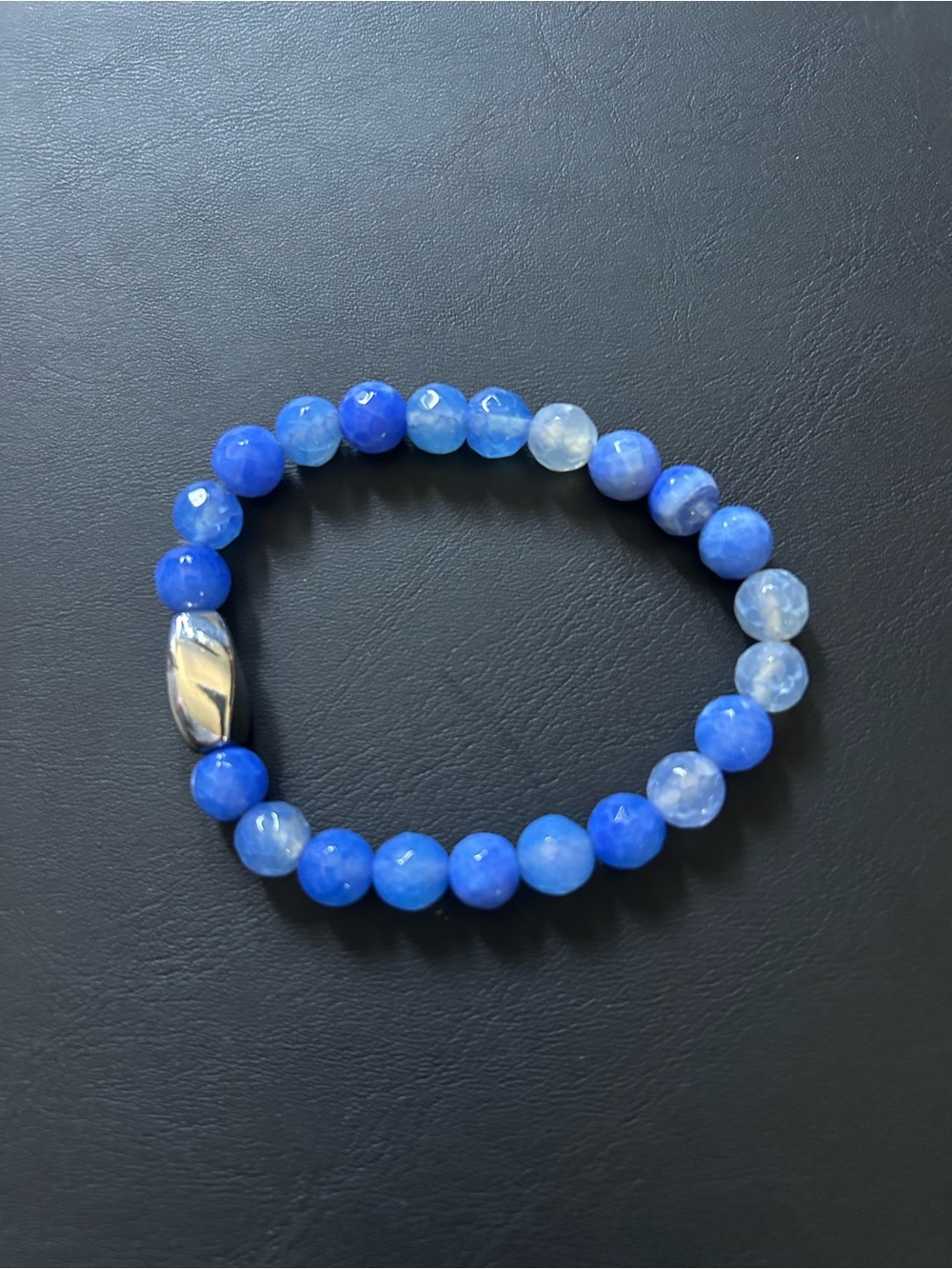 Simon Sebbag Faceted Blue Agate with silver bead stretch Bracelet - Picture 2 of 3